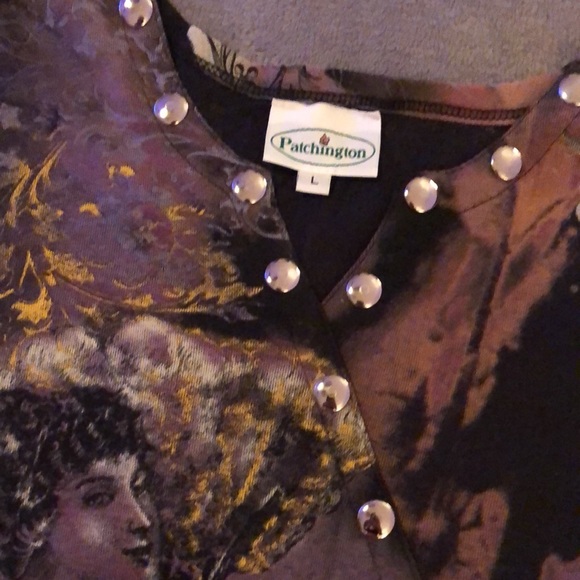 Patchington Cotton Snap Peacock Feathers Top - NWT - size Large - Picture 2 of 6